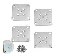 UtySty Lot de 4 plaques de montage pour pieds de meubles, pieds en bois, connecteur plat en T, support de fixation avec vis pour canapé, armoire, chaise, couche, siège, réparation à faire soi-même