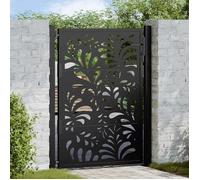UU NEW*Porte d'Extérieure Terrasse - Portail de jardin noir 105x130 cm - acier conception de vagues CHY1751408