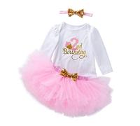 UUAISSO Bébé Fille Mon 1er Anniversaire Barboteuse À Manches Longues Tutu Robes Avec Bandeau Tenues Pour Bébé Manches longues Rose2 2 ans