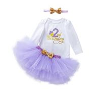 UUAISSO Bébé Fille Mon 1er Anniversaire Barboteuse À Manches Longues Tutu Robes Avec Bandeau Tenues Pour Bébé Manches longues Violet2 2 ans