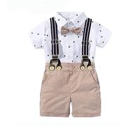 UUAISSO Enfant en Bas âge Bébé Garçon Gentleman Tenues à Manches Courtes Body Chemises Jarretelles Pantalon été Infantile Petit Garçon Costumes