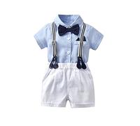 UUAISSO Enfant en Bas âge Bébé Garçon Gentleman Tenues à Manches Courtes Body Chemises Jarretelles Pantalon été Infantile Petit Garçon Costumes