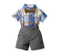 UUAISSO Enfant en Bas âge Bébé Garçon Gentleman Tenues à Manches Courtes Body Chemises Jarretelles Pantalon été Infantile Petit Garçon Costumes