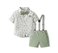 UUAISSO Enfant en Bas âge Bébé Garçon Gentleman Tenues à Manches Courtes Body Chemises Jarretelles Pantalon été Infantile Petit Garçon Costumes