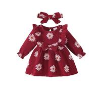 UUAISSO Robe D'été Décontractée à Motif Marguerite Décontractée Robe D'été Cadeau Vêtements Bébé Fille Nouveau-né avec Bandeau