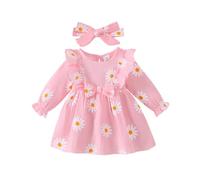 UUAISSO Robe D'été Décontractée à Motif Marguerite Décontractée Robe D'été Cadeau Vêtements Bébé Fille Nouveau-né avec Bandeau