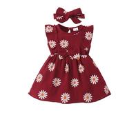 UUAISSO Robe D'été Décontractée à Motif Marguerite Décontractée Robe D'été Cadeau Vêtements Bébé Fille Nouveau-né avec Bandeau