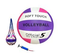 UUBEMM Ballon de volley-ball Soft Touch officiel taille 5 épais durable PU cuir imperméable intérieur extérieur pour débutants adolescents adultes - plage piscine gym jeux d'entraînement avec pompe