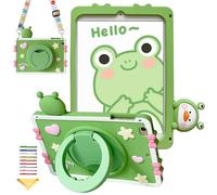 UUcovers Étui en Silicone Souple pour iPad Mini 5e/4e génération 7,9" avec poignée rotative à 360° et bandoulière pour iPad Mini 5e/4e génération 7,9" Motif Grenouille Verte