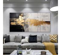 UUDEZO Affiches et estampes, œuvres d'art abstraites encadrées en noir, blanc et doré pour une décoration murale moderne dans les salons (40 x 90 cm / (16 x 35 pouces) / avec cadre)