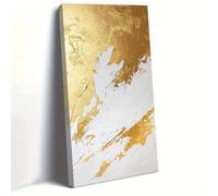 UUDEZO Grand poster vertical encadré à texture dorée et blanche - Décoration murale verticale grand format idéale pour un décor moderne, luxueux ou rustique (55 x 110 cm avec cadre)