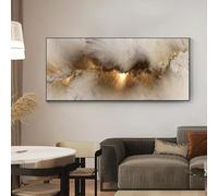 UUDEZO Grand tableau abstrait encadré représentant des nuages en couleur, idéal pour décorer les murs de votre salon (55 x 110 cm / 22 x 43 pouces), cadre noir.
