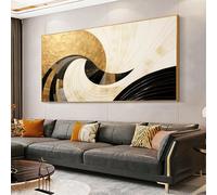 UUDEZO Grand tableau encadré sur toile, décoration murale pour salon, maison, œuvre d'art abstraite, 50 x 100 cm (20 x 39 pouces) avec cadre doré