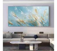 UUDEZO Grande toile abstraite moderne représentant un champ de blé, idéale pour le salon, la chambre ou le bureau (20 x 40 cm, cadre noir).