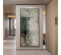 UUDEZO Grande toile décorative moderne et abstraite encadrée, imprimée sur vert, idéale pour la décoration du salon (30 x 60 cm / (12 x 24 pouces) / avec cadre)