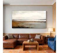 UUDEZO Grande toile encadrée moderne, idéale pour la décoration intérieure - Panneau paysage abstrait neutre pour chambre à coucher (55 x 110 cm (22 x 43 pouces)