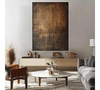 UUDEZO Grande toile texturée abstraite moderne, marron et noire, avec cadre, idéale pour la décoration du salon ou du bureau (30 x 40 cm / 12 x 16 pouces).