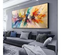 UUDEZO Grands tableaux pour décoration murale de bureau, peintures à l'huile colorées, affiches sur toile abstraites, images d'art mural, décoration 90 x 183 cm (35 x 72 pouces) avec cadre noir