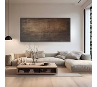 UUDEZO Impression sur toile marron et or, très grand format, peinture à l'huile abstraite bohème, décoration moderne pour la maison ou le bureau (97 x 195 cm / (38 x 77 pouces) / avec cadre)