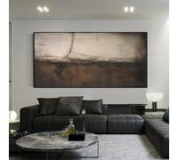 UUDEZO Peinture à l'huile abstraite sur toile représentant une forêt, grand paysage d'arbres verts, décoration murale familiale (65 x 130 cm, avec cadre noir)