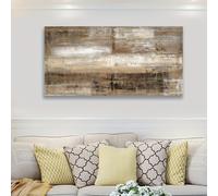 UUDEZO Peinture murale abstraite vintage marron, grande toile moderne, décoration murale pour salon (80 x 160 cm, avec cadre doré)