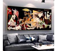 UUDEZO Reproduction sur toile du célèbre tableau de Picasso, Guernica, affiche d'art abstrait, décoration d'intérieur, 70 x 140 cm, avec cadre