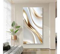 UUDEZO Tableau abstrait moderne encadré sur toile, décoration murale de luxe pour salon ou chambre (60 x 120 cm / 24 x 47 pouces/avec cadre)