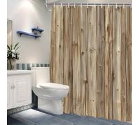 UUDIHO Rideau de Douche Rustique en Bois, Tissu Polyester Beige-Marron, Facile à Installer (135 x 200 cm/53 x 79 po (l x H)/Rideaux de Salle de Bain)