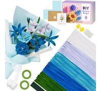 UUEMB 400 Pièces Fil Chenille, Kit de Cure Pipes en Forme de Fleur, Bleu