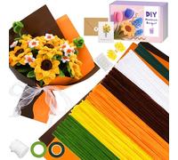 UUEMB 400 Pièces Fil Chenille, Kit de Cure Pipes en forme de Fleur, Orange