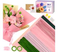 UUEMB 400 Pièces Fil Chenille, Kit de Cure Pipes en Forme de Fleur, Rose