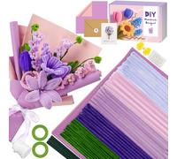 UUEMB 400 Pièces Fil Chenille, Kit de Cure Pipes en forme de Fleur, Violet