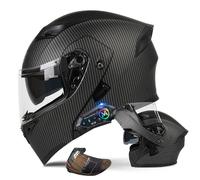 Uueybsg Bluetooth Casque Moto Modulable avec Double Visière Homologué ECE, Anti-Collision Flip Up Casque Scooter Adulte Homme Femme Casque Integral avec Microphone pour Réponse Automatique