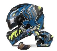 Uueybsg Bluetooth Casque Moto Modulable avec Double Visière Homologué ECE, Anti-Collision Flip Up Casque Scooter Adulte Homme Femme Casque Integral avec Microphone pour Réponse Automatique