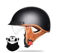 Uueybsg Casque de Moto Rétro Casque Jet Ouvert Casque Bol Vintage avec Pare-Soleil Homologué ECE Casque Semi-Ouvert Demi-Casque Cyclomoteur Electrique Scooter pour Adulte Hommes et Femmes