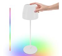 uuffoo LED Lampe de Table Sans Fil, Lampe de Table Rechargeable Blanc Chaud & Couleur RGB Toucher-Dimmable, Protection IP54 Lampe Nomade pour Intérieure/Extérieure, Hauteur: 38cm (C,Blanc)