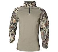 Uugood Chemise de Combat Homme Chemise Militaire Homme Tactique T-Shirt Chemise à Manches Longues Chemise Camouflage pour la chasse Airsoft Randonnée Paintball, MWCL, XL