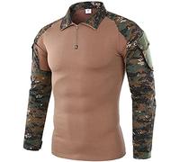 Uugood Chemise de Combat Homme Chemise Militaire Homme Tactique T-Shirt Chemise à Manches Longues Chemise Camouflage pour la chasse Airsoft Randonnée Paintball, CLSM, L