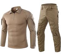 Uugood Chemises Airsoft pour hommes Pantalons Multicam Chemise de combat tactique et ensembles de pantalons Camouflage BDU Uniforme militaire Ensembles de paintball (khaki,S)