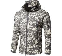 Uugood Hommes Vestes Imperméable à Capuche Polaire Veste Hiver Militaire Softshell Veste Tactique Outdoor Sweat à Capuche pour Ski Chasse Airsoft, acu, 5XL