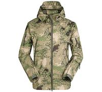 Uugood Veste Softshell pour hommes Veste polaire tactique Hiver chaud Combat à capuche Veste militaire Manteau (feigreen,S)