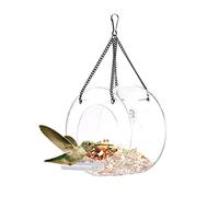 UUHUKP Mangeoire transparente pour oiseaux sauvages - 12,7 cm - Pour l'extérieur - Anti-écureuils - Avec chaîne en fer - Forme ronde - Pour jardin, cour - Décoration extérieure