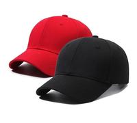 UUILYNIU Lot de 2 casquettes de baseball rouges et noires pour hommes et femmes, casquettes de baseball en coton, casquettes de soleil, casquettes respirantes et réglables pour homme, rouge noir, XS