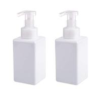 UUJOLY Lot de 2 distributeurs de Savon moussant, 450 ML, Flacon Pompe Rechargeable pour Savon Liquide, shampooing, Gel Douche (Blanc)