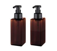 UUJOLY Lot de 2 distributeurs de savon moussant de 650 ml, avec pompe en plastique, rechargeables, pour savon liquide, shampooing, gel douche (ambre)