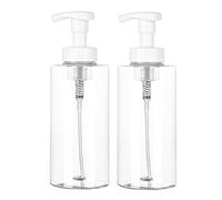UUJOLY Lot de 2 distributeurs de Savon moussant en Plastique Rechargeables pour Savon Liquide, shampooing, Gel Douche, 500 ML, Transparent