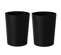 UUJOLY Lot de 2 petites poubelles en plastique pour salles de bains, buanderie, cuisines, bureaux, chambres d'enfants, dortoirs, noir, 5 l