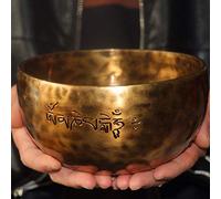 UUK Om Professionnel Son Chant Bol tibétain Set méditation Full Moon Yoga Bowl Le mélange des métaux Multiples, la Main au Népal avec Baguette de Tambour, Chant Coussin Bowl et Striker,Souvenirs,13cm