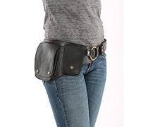 UUK Sac De Taille en Cuir PU Médiéval pour Femmes Sacs À Bandoulière Rétro Renaissance Sac De Ceinture Réglable Steampunk Heavy Armor,Noir