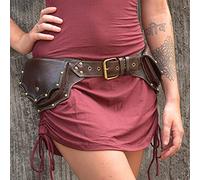 UUK Steampunk Sac banane en cuir médiéval rétro Rivet avec plusieurs poches Sac de ceinture de sport en plein air Sacs à bandoulière pour adultes Marron